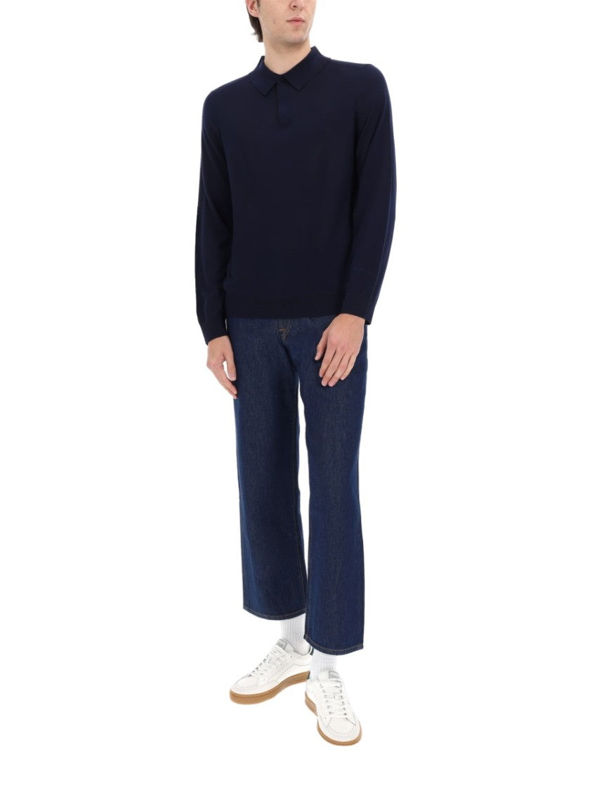 Paul Smith Neutrals Long-Sleeve Fine Merino Wool Polo Shirt