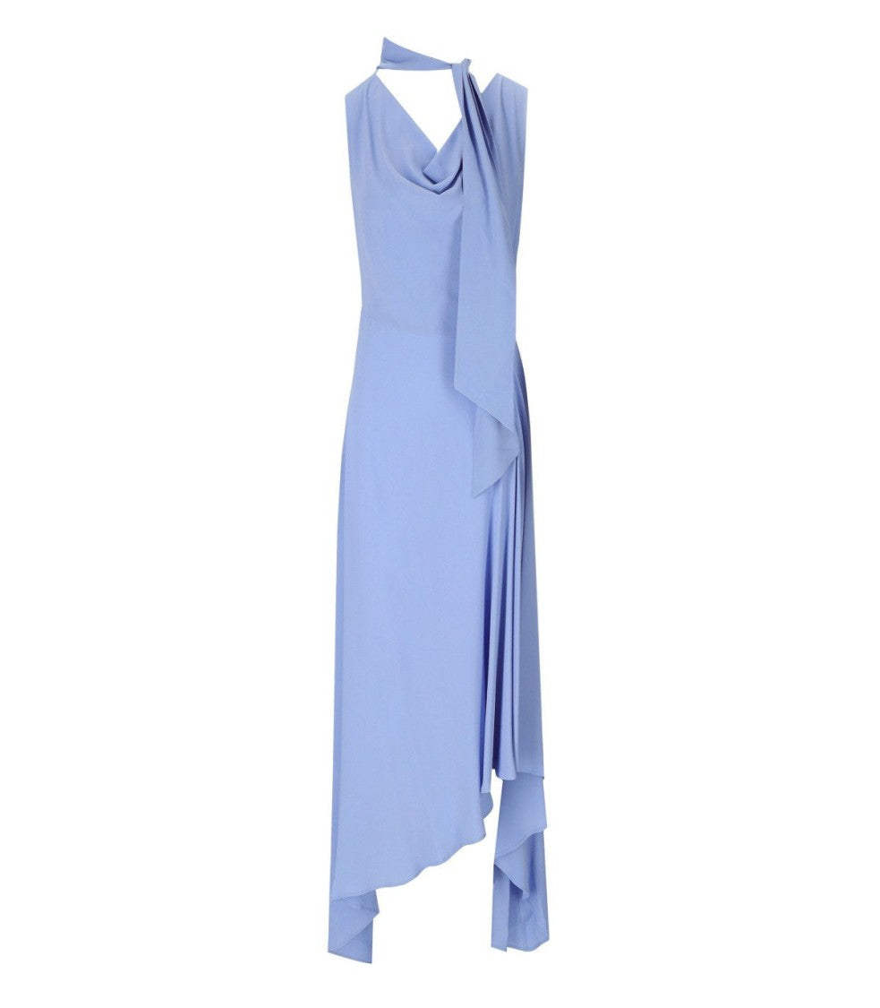 Federica Tosi Light Blue Long Dress With Foulard Scarf