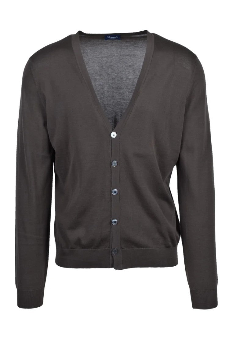 Drumohr Cotton V-Neck Cardigan - Brown