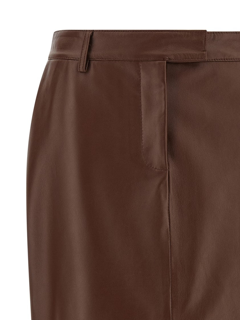 Giuseppe Di Morabito Brown Leather Midi Sheath Skirt