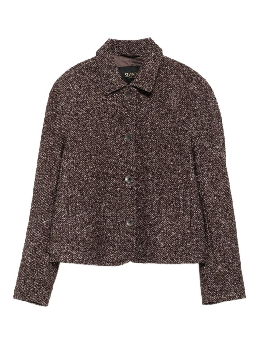 Seventy Sergio Tegon Cropped Textured Jacket With Classic Collar