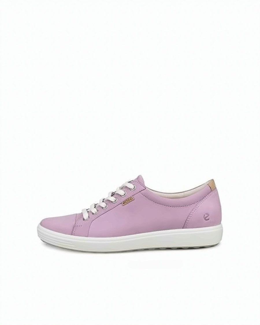 Ecco Lavender Leather Low-Top Sneakers With Design
