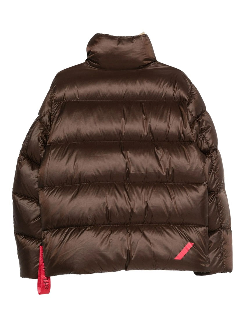 After Label Brown High-Neck Quilted Down Jacket