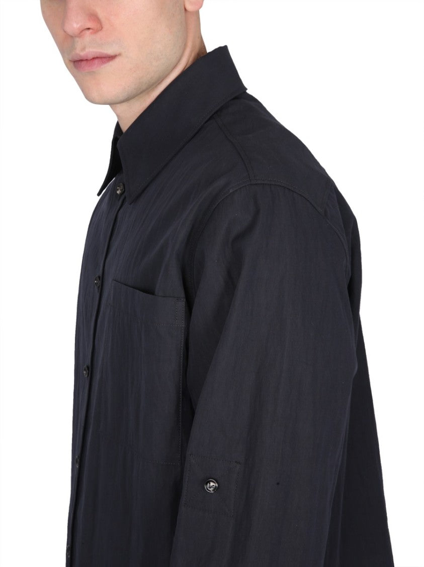 Bottega Veneta Pointed Collar Cotton Twill Shirt With Button Closure