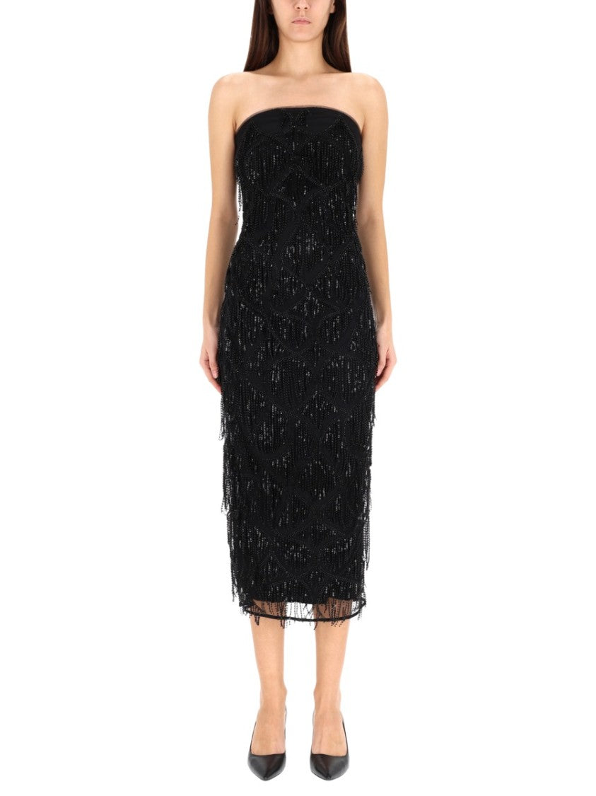 Rotate Birger Christensen Strapless Black Midi Dress