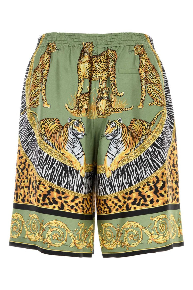 Versace Printed Silk Bermuda Shorts