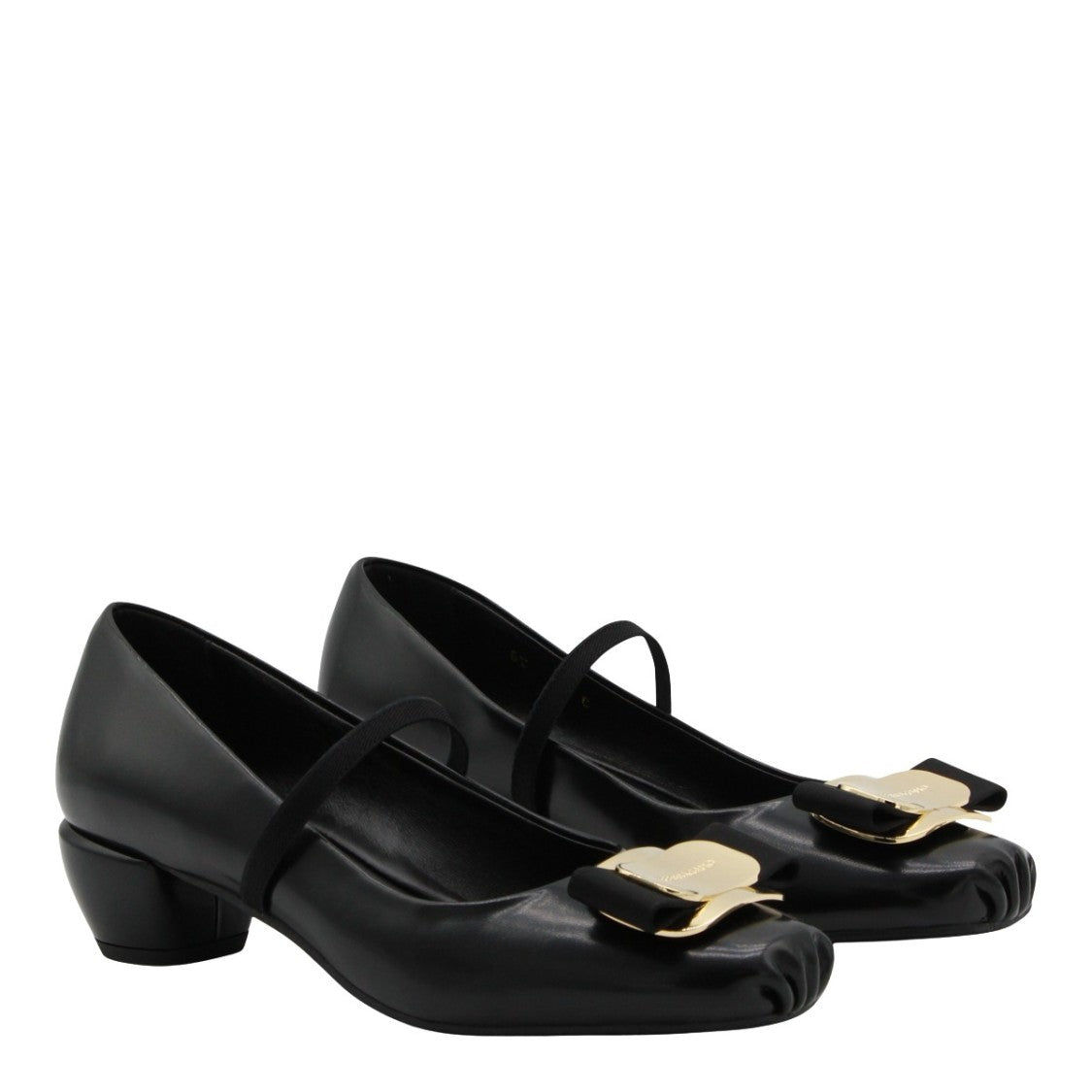 Ferragamo Black Pumps With Gold-Tone Buckle