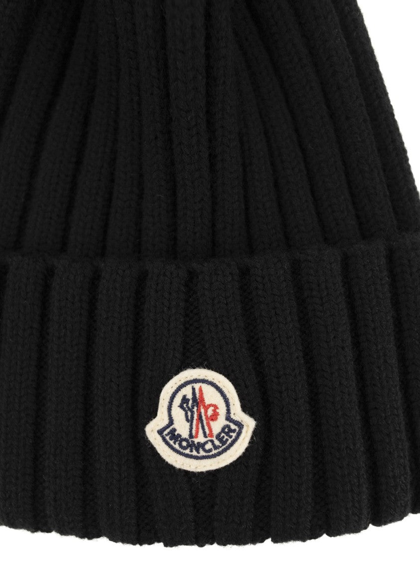 Moncler Wool Cap With Synthetic Pompom