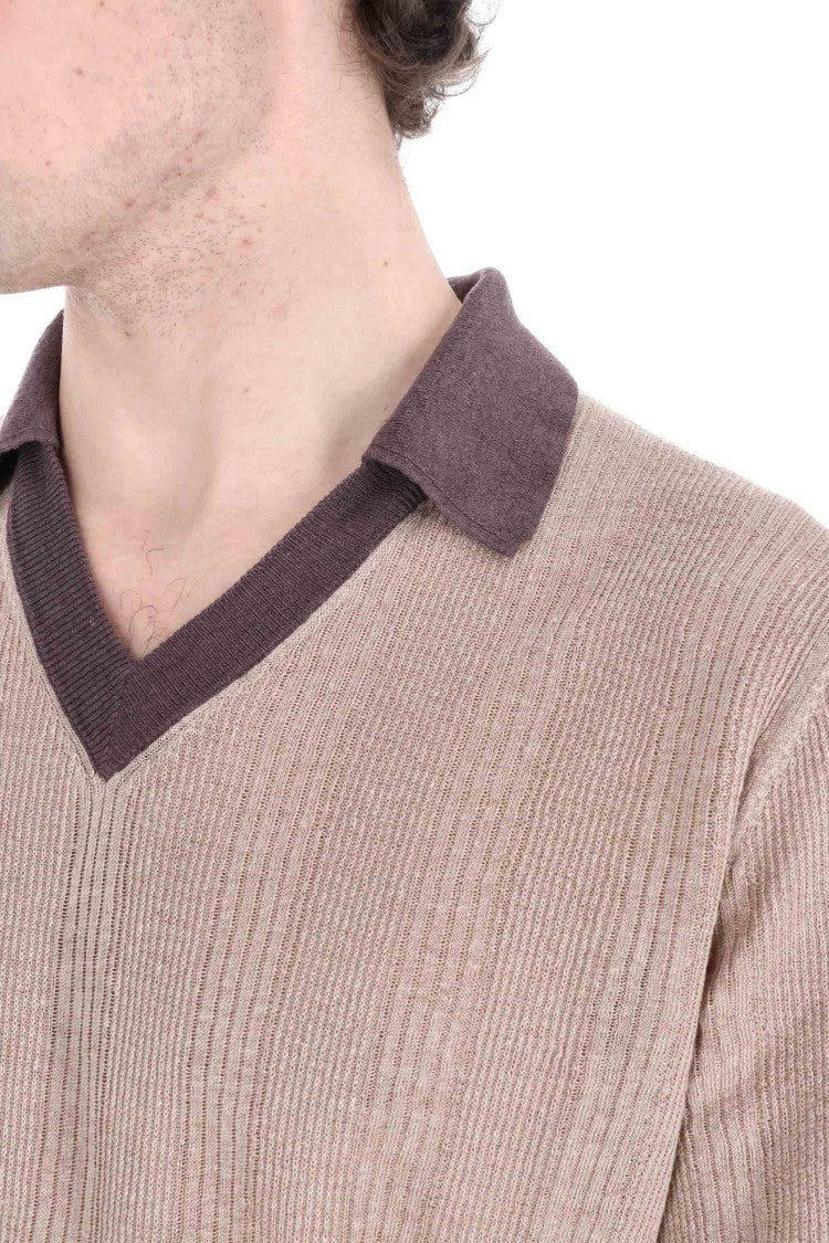 Ballantyne V-Neck Linen Tennis Polo