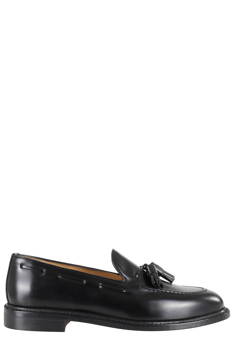 John Spencer Black Leather Moccasin With Decorative Tassels