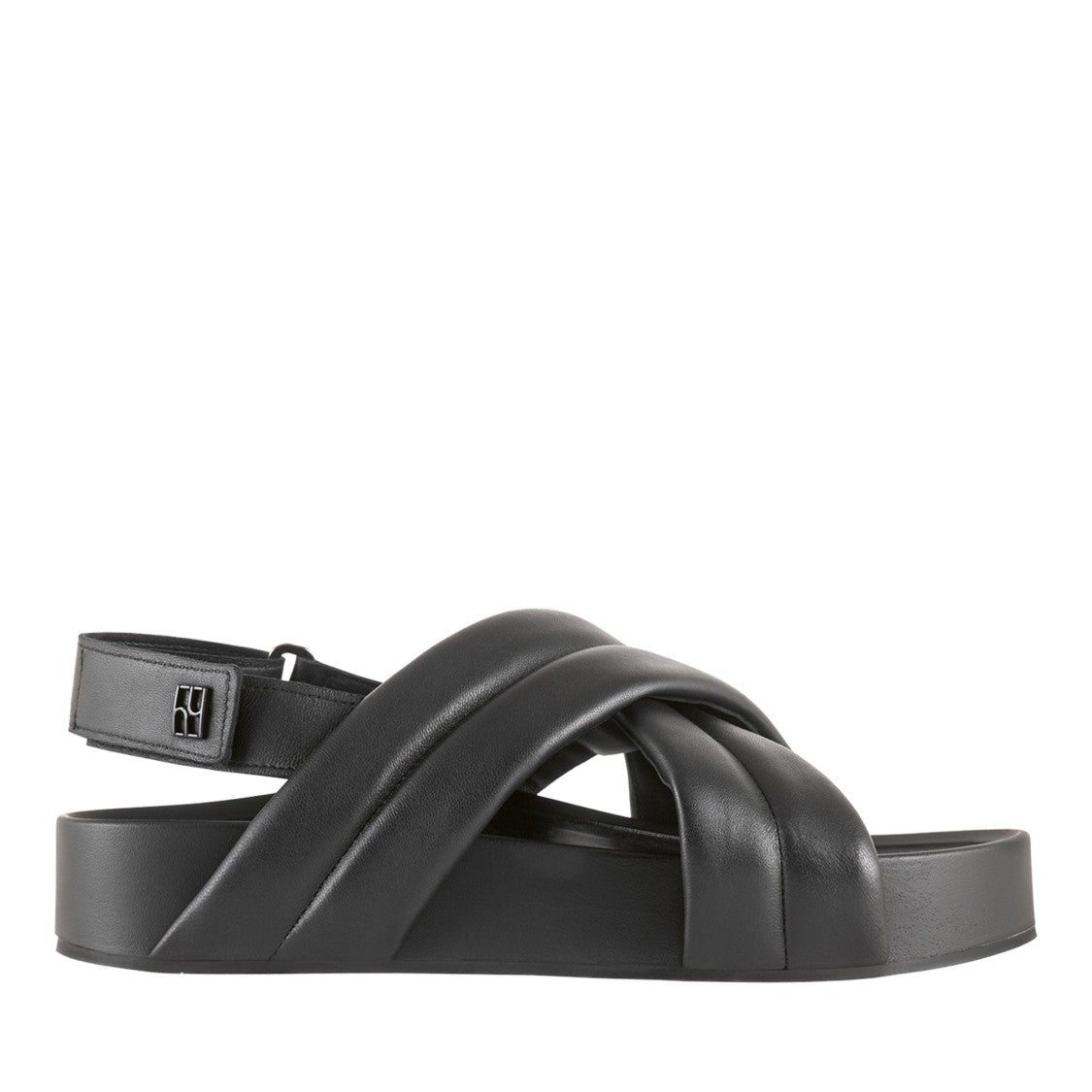 Högl Black Wedge Padded Leather Sandals