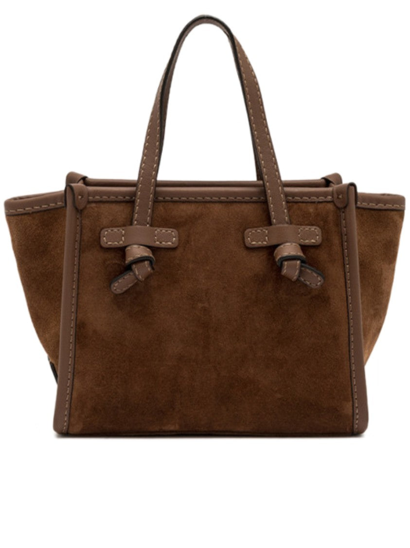 Gianni Chiarini Structured Brown Suede Handbag With Leather Accents