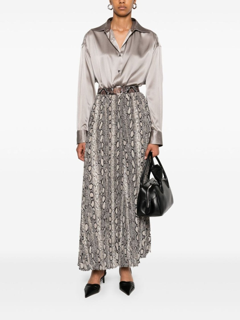 Michael Kors Flowing Mid-Length Snakeskin Pattern Skirt