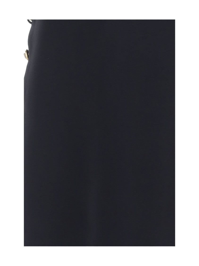 Versace Black Sleeveless Gold Button Stretch Viscose Mini Dress