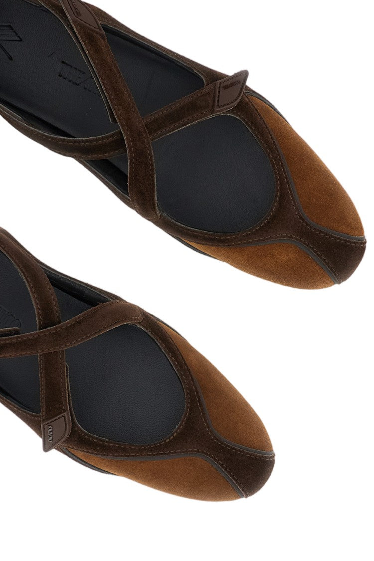 The Attico Brown Suede Floor01 Velcro Flats
