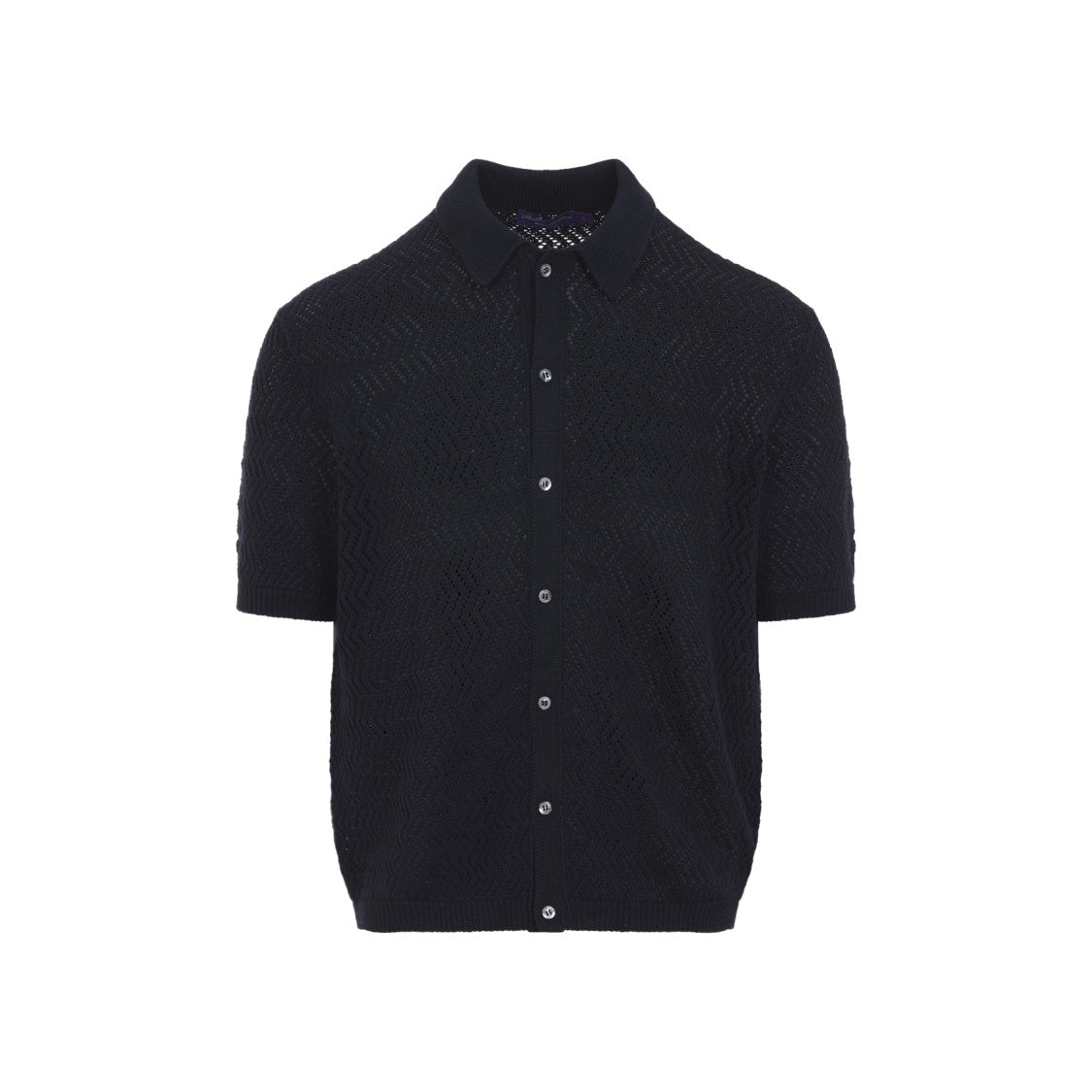 Ralph Lauren X Purple Label Classic Charmain Navy Blue Short Sleeves Polo Cardigan