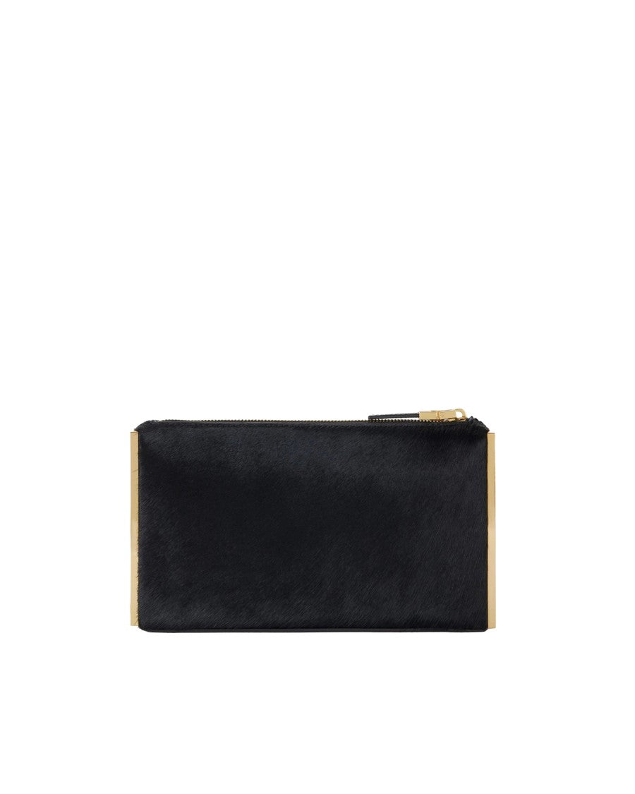 Elisabetta Franchi Pony Hair Gold-Accented Clutch