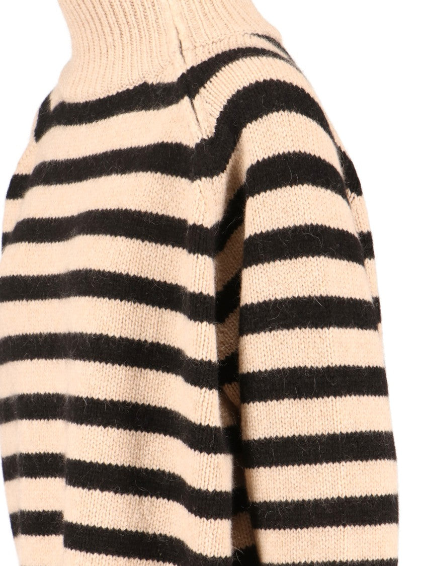 Nili Lotan Beige Knit Sweater With Striped Accents