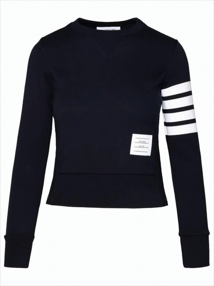 Thom Browne Fitted Long-Sleeve Cotton Top With Ribbed Cuffs