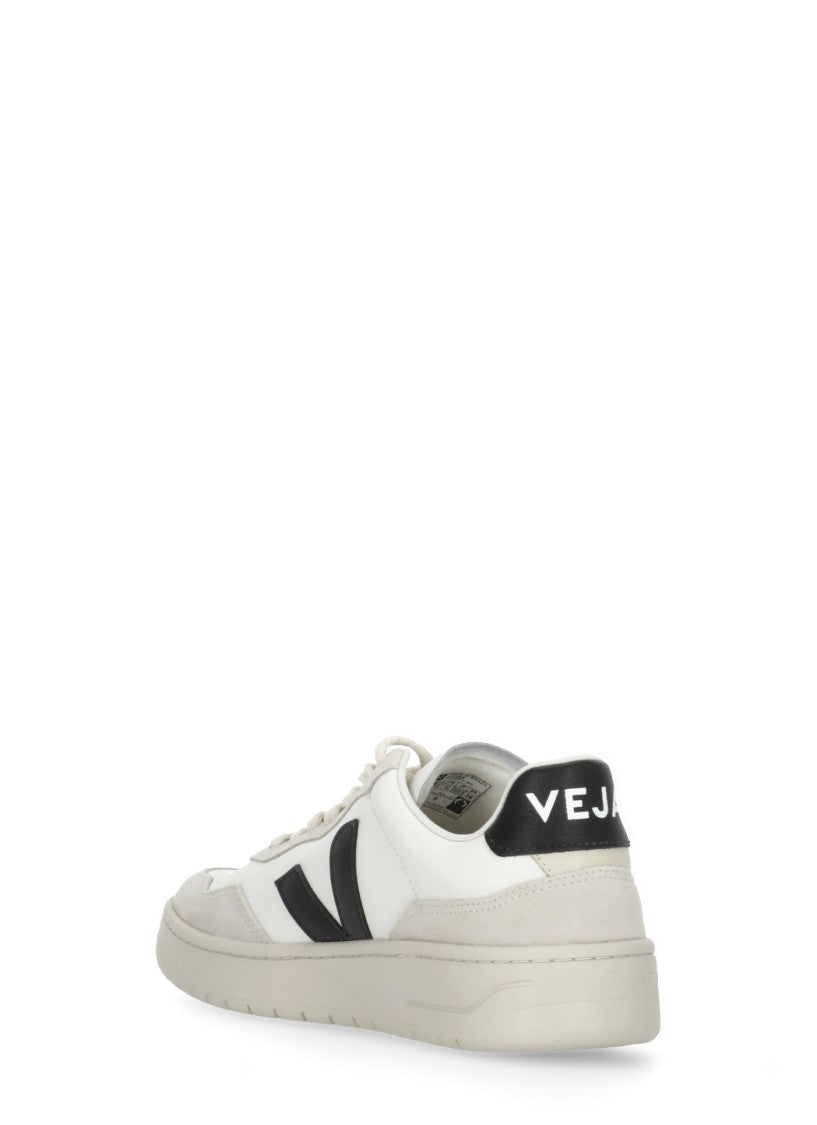 Veja White V-90 Grey Suede Inserts Leather Sneakers