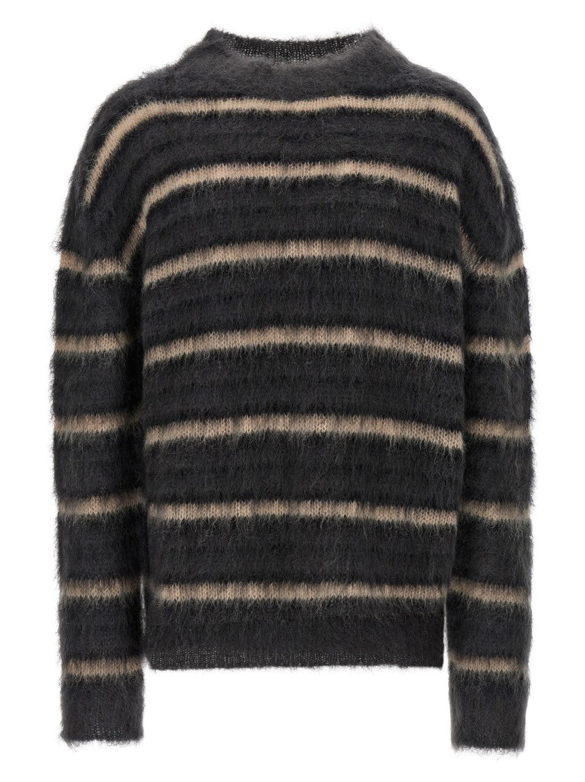 Marni Brushed Mohair Sweater With Multicolor Gauze Stripe Pattern