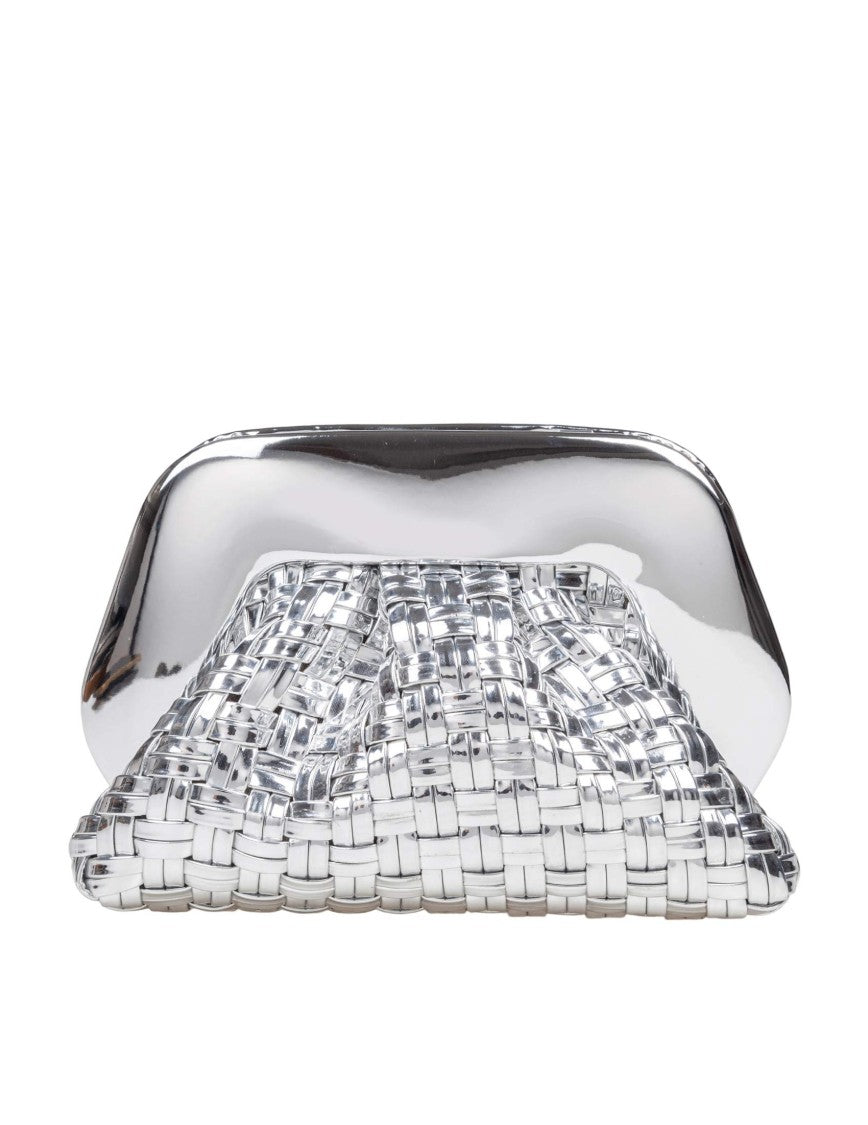 Themoirè Silver Mirror Effect Vegan Fabric Clutch Bag