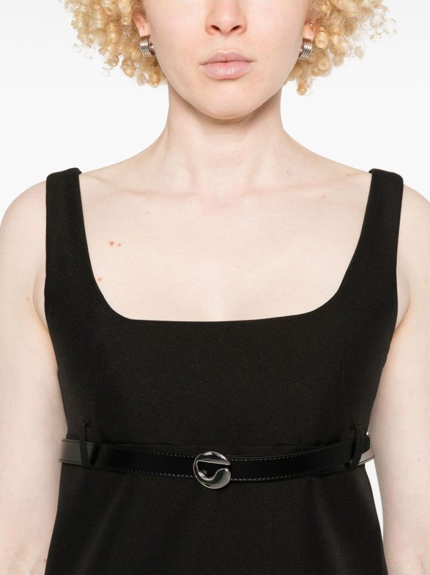 Coperni Black Satin Lined Detachable Belt Dress