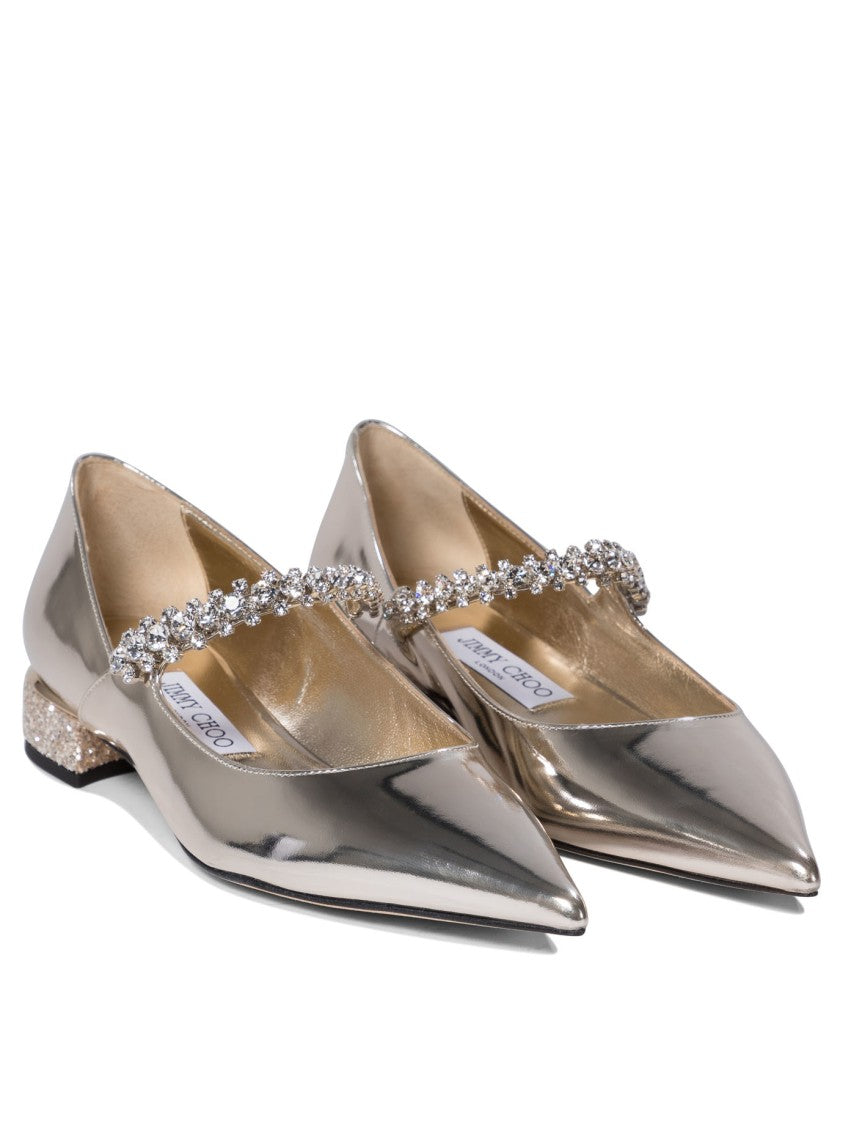 Jimmy Choo Pointed Toe Gold Ballerinas