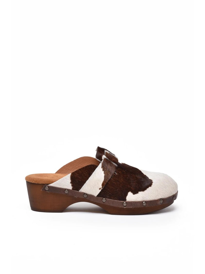 Post & Co White Leather Cavallino Clogs
