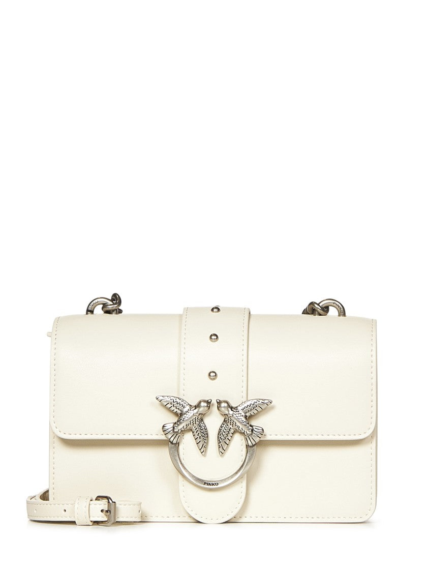 Pinko Mini Love Bag In Silky Soft White Leather