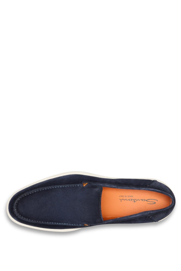 Santoni Suede Slip-On With Rubber Sole