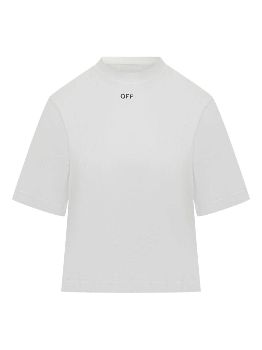 Off-White Cropped Floral Arrow Graphic Cotton T-Shirt