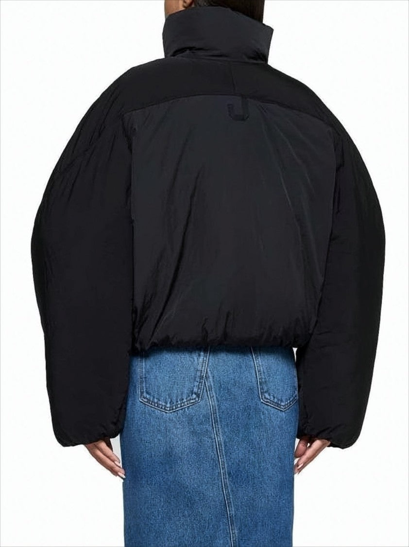 Jacquemus Cropped Black Puffer Jacket With Oversized Sleeves