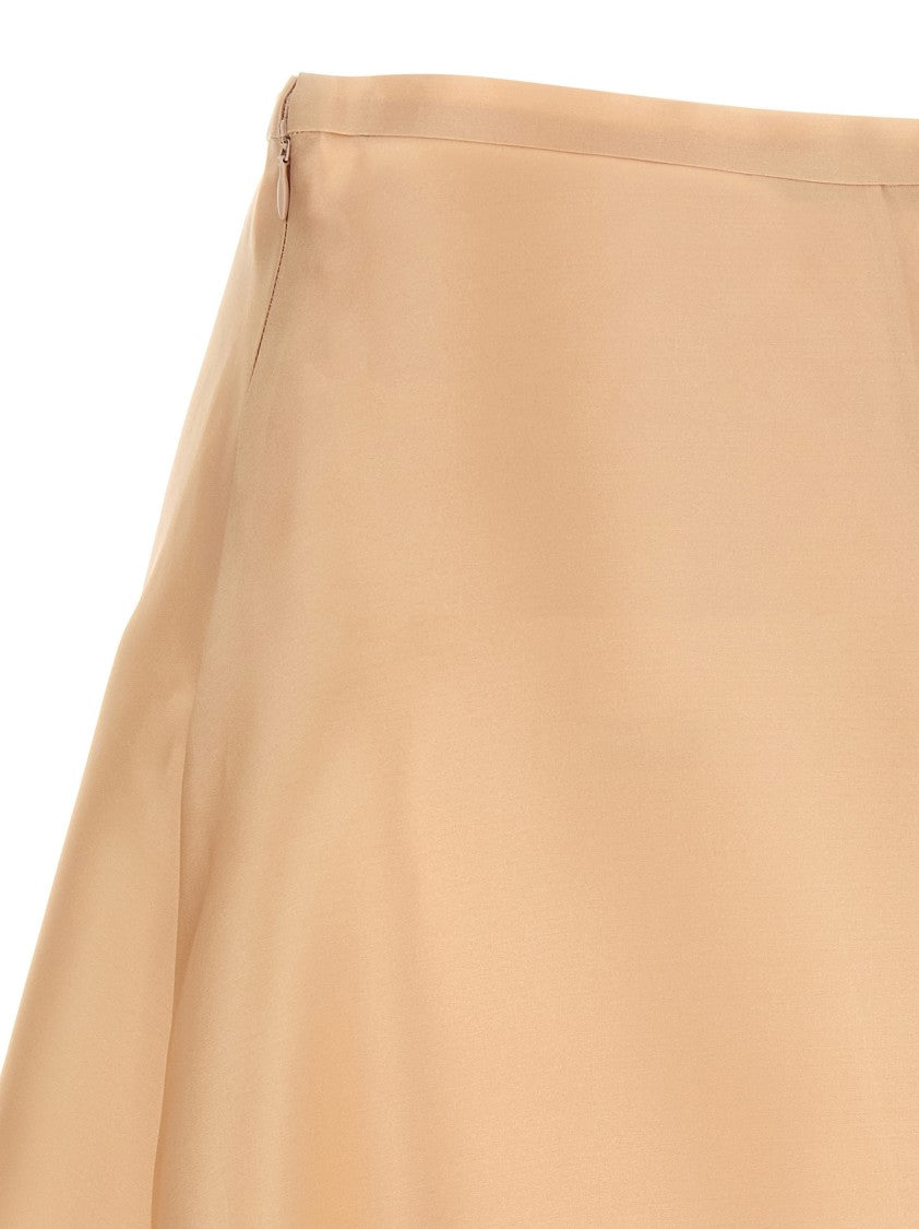 Alberta Ferretti Flared Silk Midi Skirt With Side Zip Closure