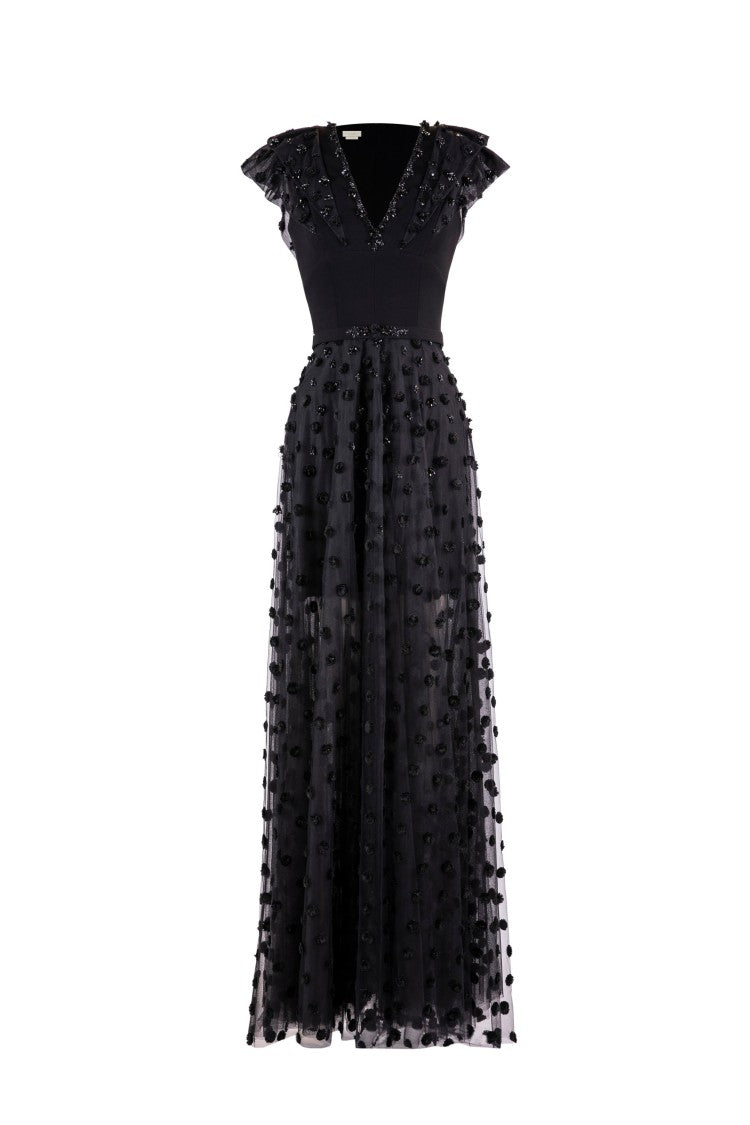 Saiid Kobeisy Beaded Tulle Dress With Polka Dots