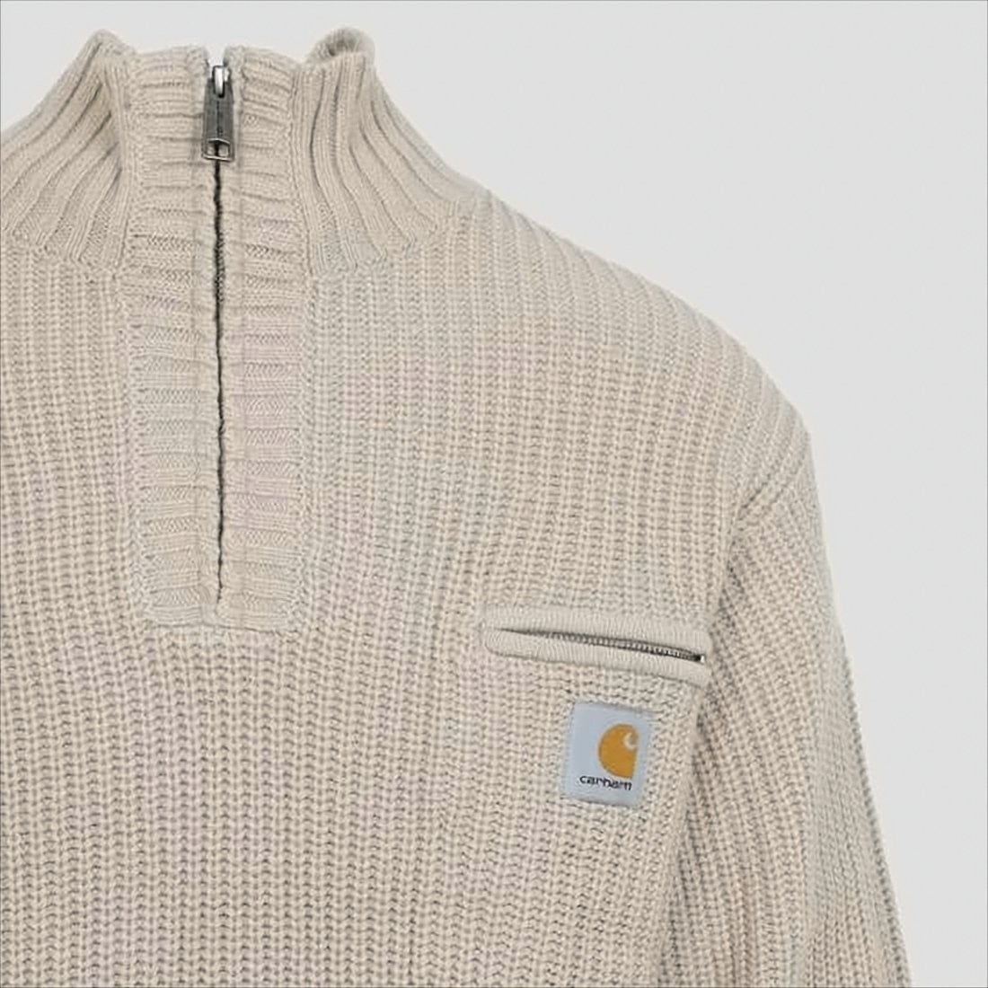 Carhartt Wip Half-Zip Chunky Knit Sweater With Ribbed Collar