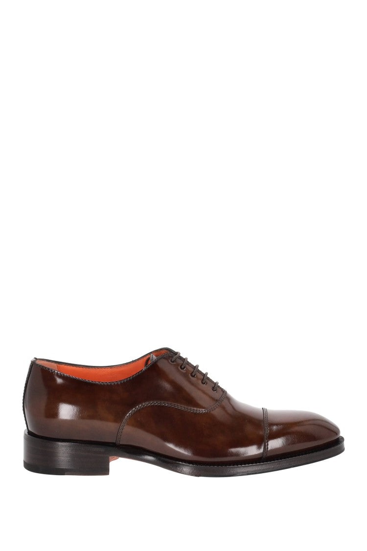 Santoni Brushed Calf Leather Lace-Ups