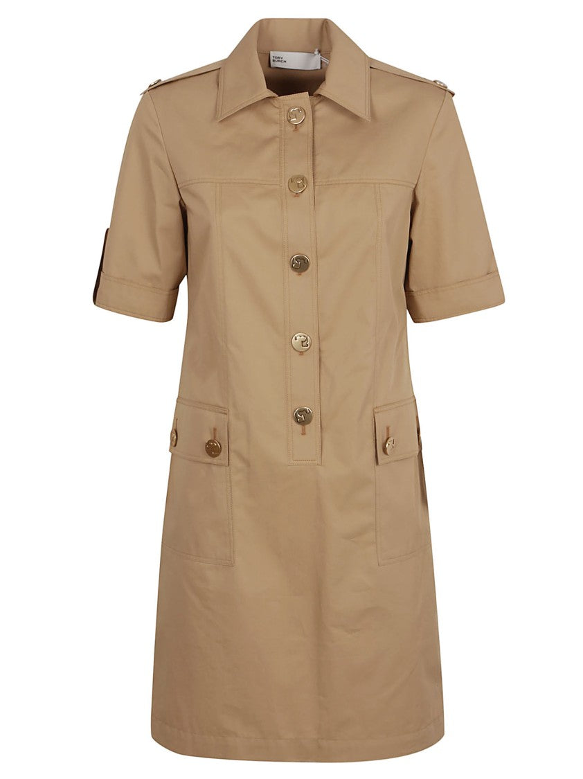 Tory Burch Structured Cotton Dress With Button-Down Front