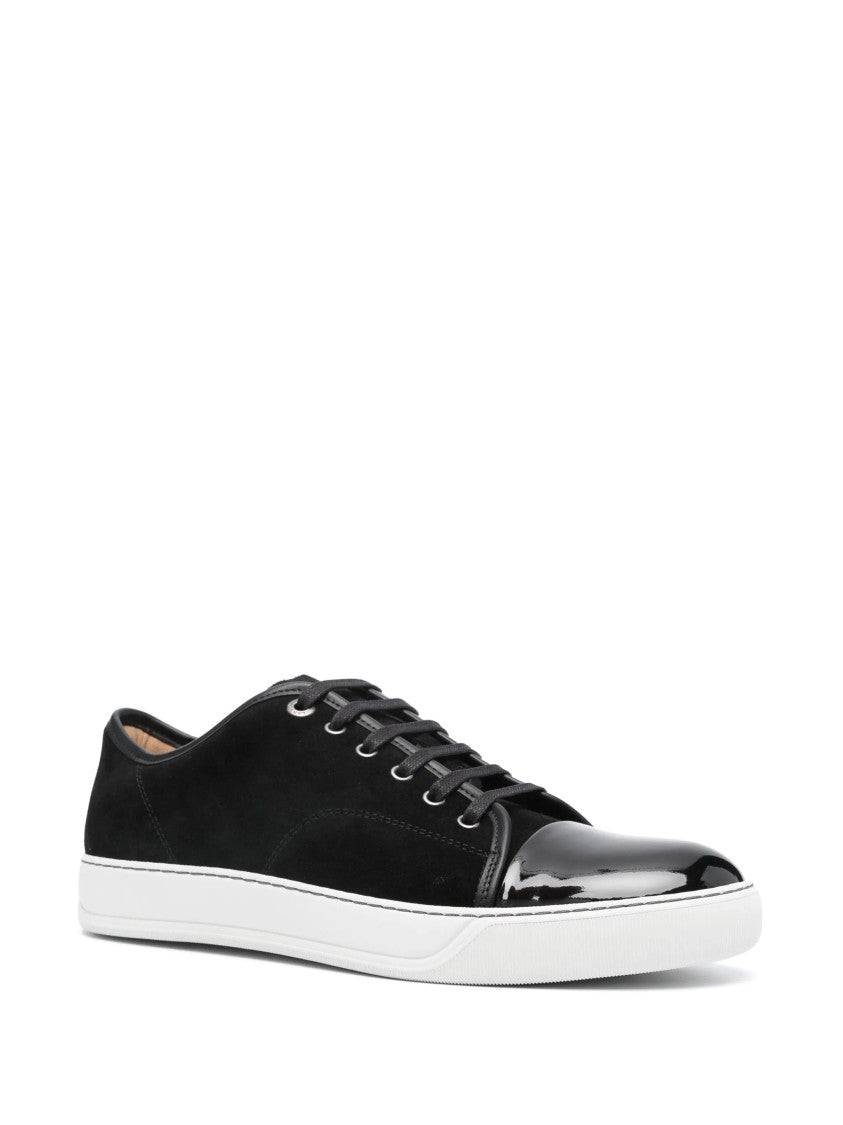 Lanvin Low-Top Sneakers With Glossy Patent Toe Cap And Suede Upper