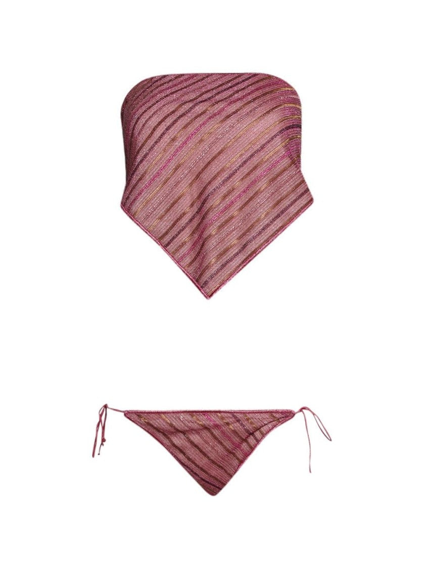 Oséree Shiny Stripes Bandana Set Rose
