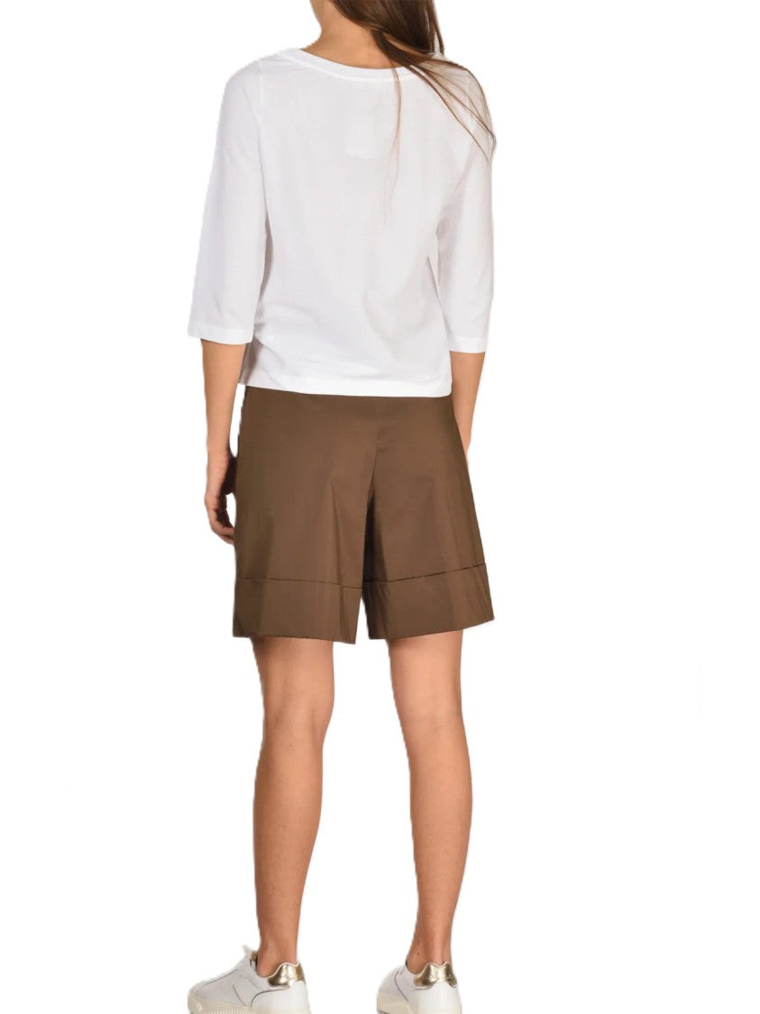 Zanone Cotton Cropped Boat Neck Fabric Top
