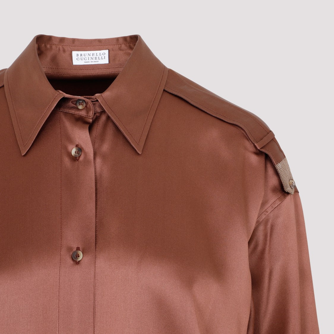 Brunello Cucinelli Brown Silk Shirt