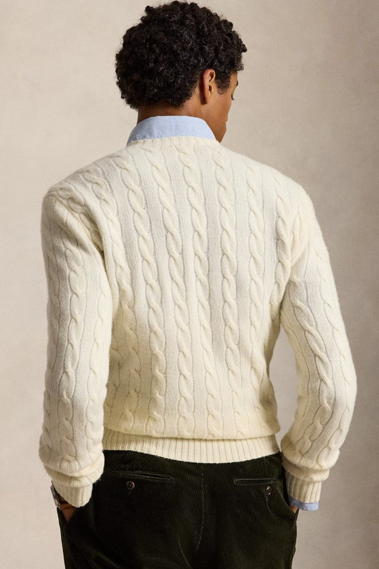 Polo Ralph Lauren Cream Cable-Knit Crew-Neck Sweater
