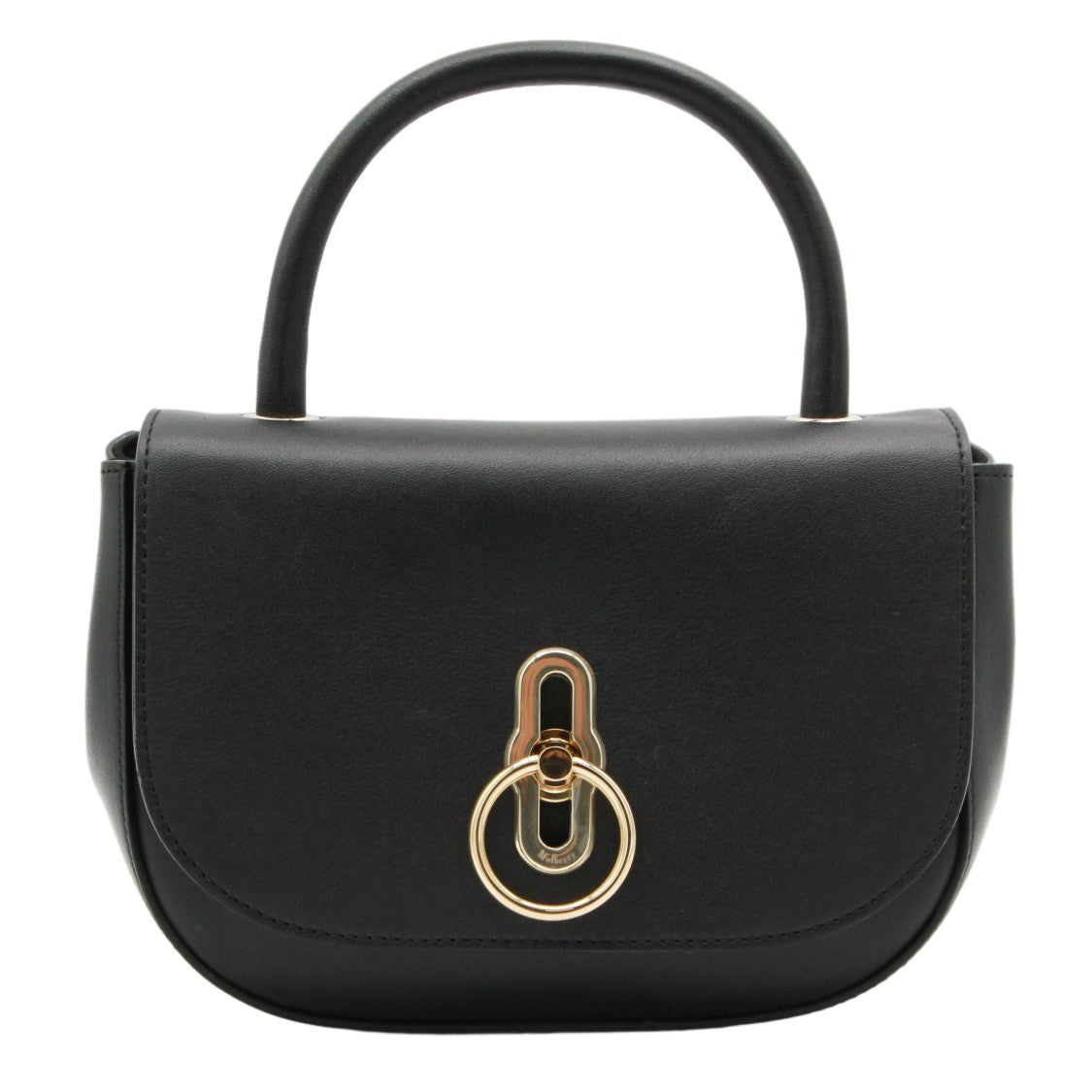 Mulberry Structured Handbag With Gold-Tone Circular Clasp And Adjustable Strap