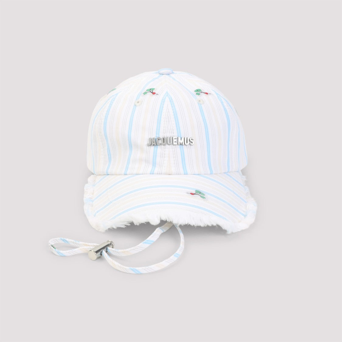 Jacquemus Striped Cotton Cap With Embroidered Motifs