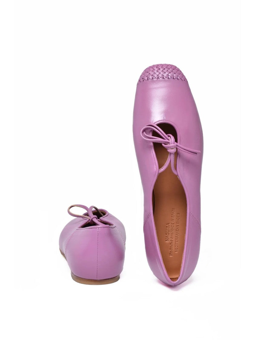 Naguisa Purple Woven Smooth Leather Flats