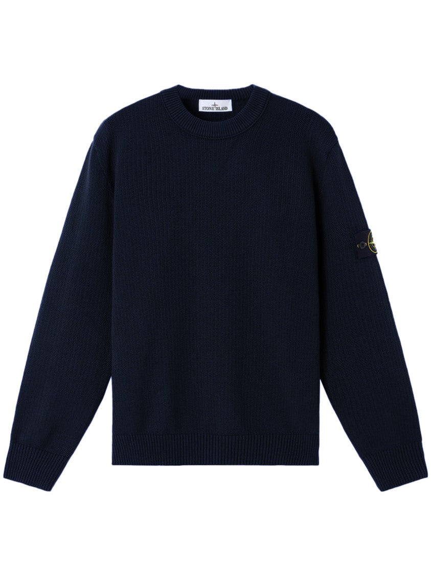 Stone Island Crew Neck Ribbed Knit Sweater