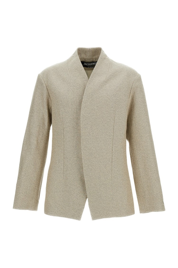 Jacquemus Collarless Linen-Cotton Tailored Jacket