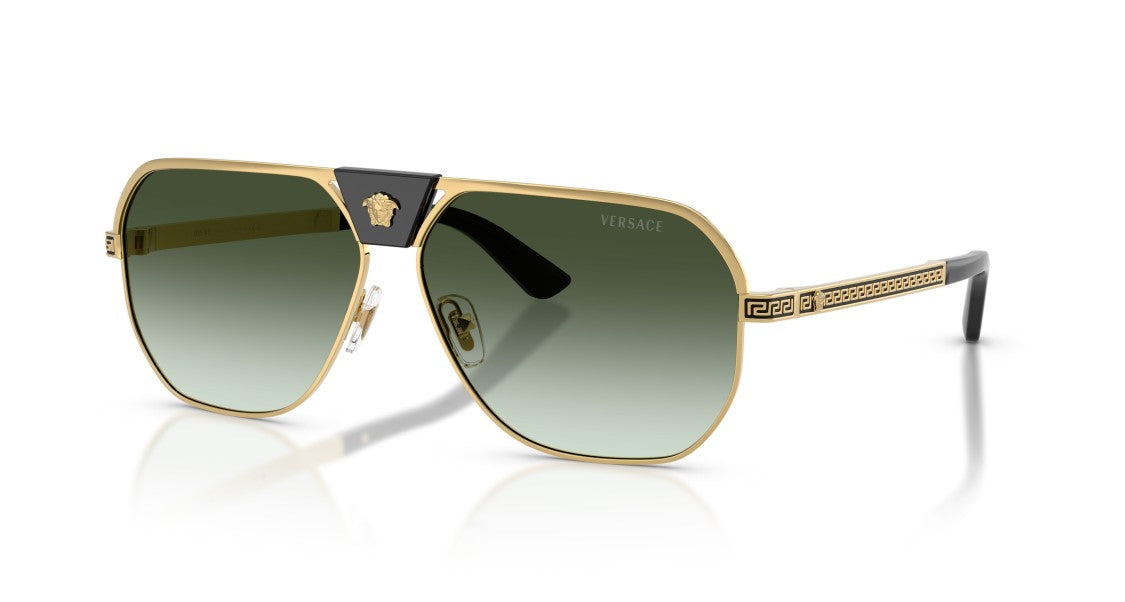 Versace Oversized Square Frame Sunglasses With Gold Metal Rim