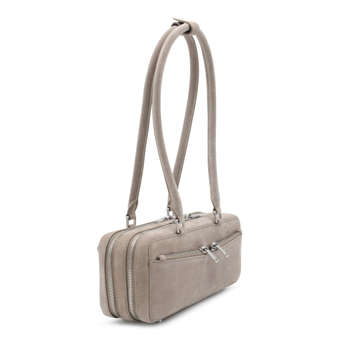 Self-Portrait Grey Suede Top Handle Bag